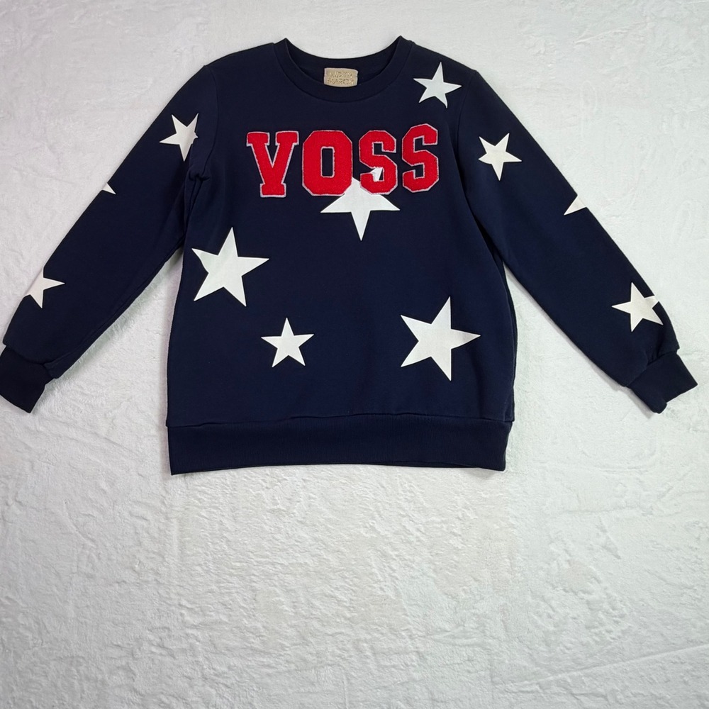 Judith March Voss Star Print Chenille Patch Sweatshirt Size S